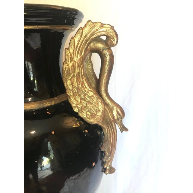 19th Century French Monumental Terracotta Cobalt Blue Glazed Vase For Sale - Image 10 of 13