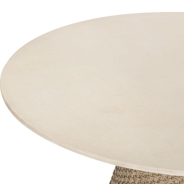 Wicker Pedestal Outdoor Indoor Dining Table For Sale - Image 4 of 5