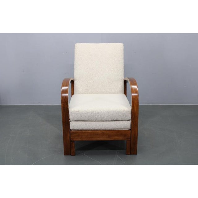 Vintage Art Deco Bouclé Chair, Czechoslovakia, 1940s For Sale - Image 3 of 16