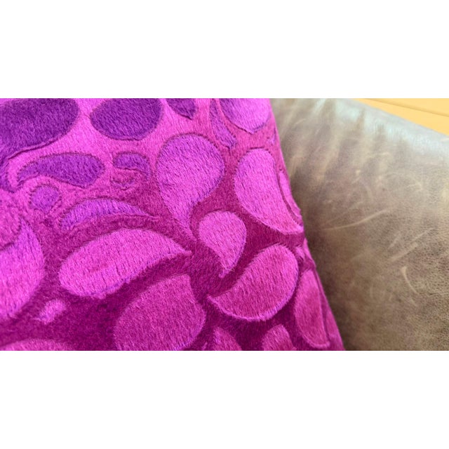 Textile Purple Cut Velvet Lumbar Cushion Cover For Sale - Image 7 of 8