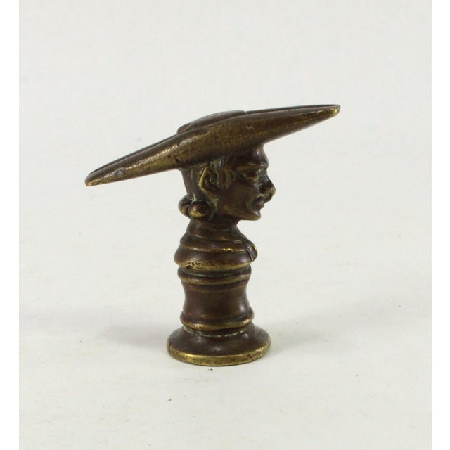 18th / 19th C. Apothecary Bronze Masher Pestle, Figural With Man in Bicorn Hat For Sale - Image 4 of 16