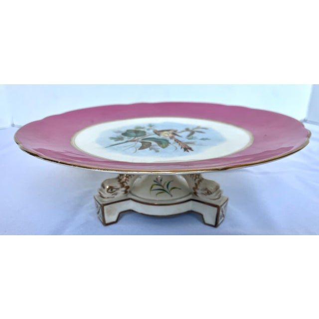 Ceramic Antique Late 1800s Old Paris Porcelain Cake Stand With Gilded Koi Fish Pedestal Base For Sale - Image 7 of 13