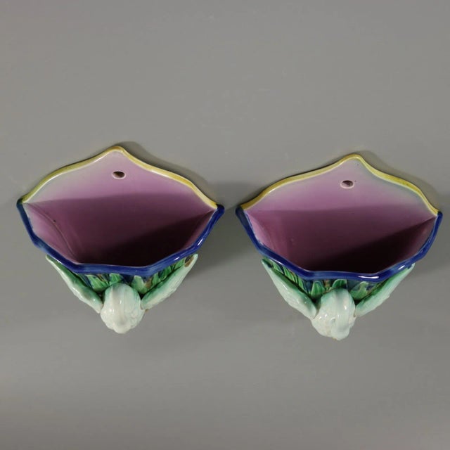 Late 19th Century Pair Majolica Swan Wall Pockets For Sale - Image 5 of 9
