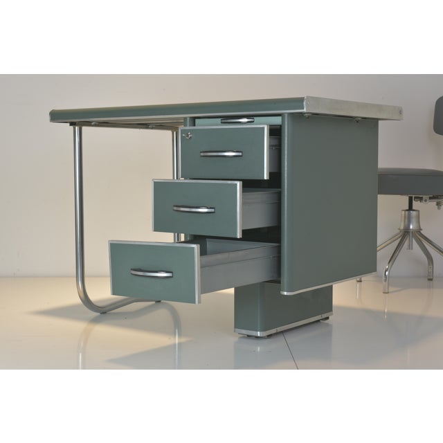 Steeltube Desk with Desk Chair from Nori, France, 1958, Set of 2 For Sale - Image 12 of 18
