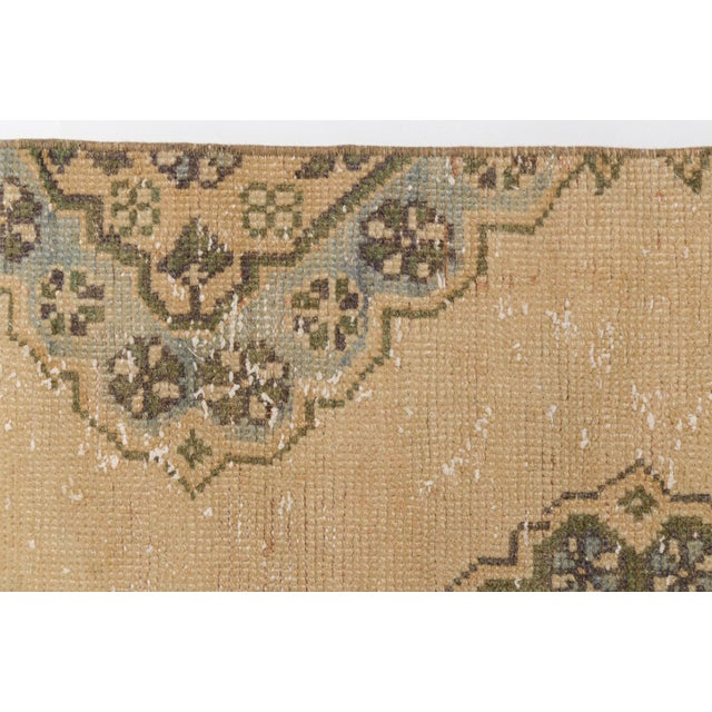 1950s Muted Beige & Moss Green Turkish Runner For Sale - Image 6 of 10