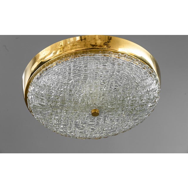 Kalmar Ceiling Lamps with Structure Glass by J. T. Kalmar for Kalmar, Vienna, 1920s, Set of 2 For Sale - Image 4 of 10