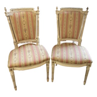 Pair of Vintage Louis XVI Style Painted Side Chairs For Sale