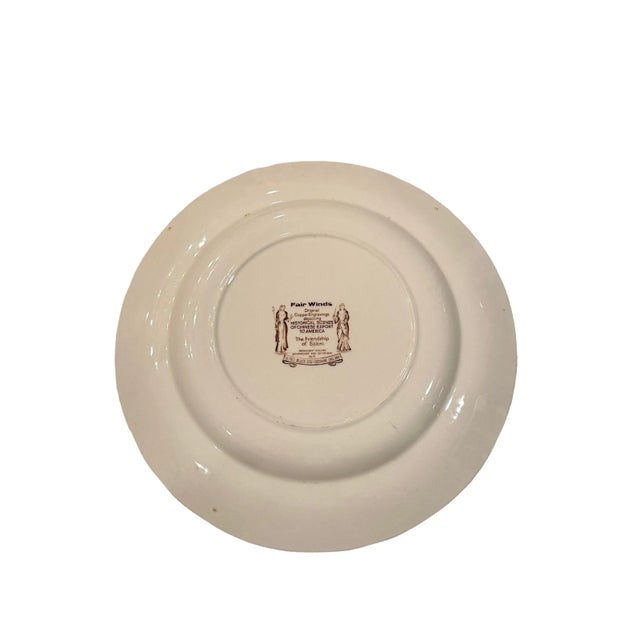 Vintage Alfred Meakin Staffordshire Fair Winds The Friendship of Salem Brown Dinner Plates - Set of 10 For Sale - Image 10 of 11