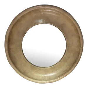 1970s Karl Springer Style Goatskin Beveled Mirror
