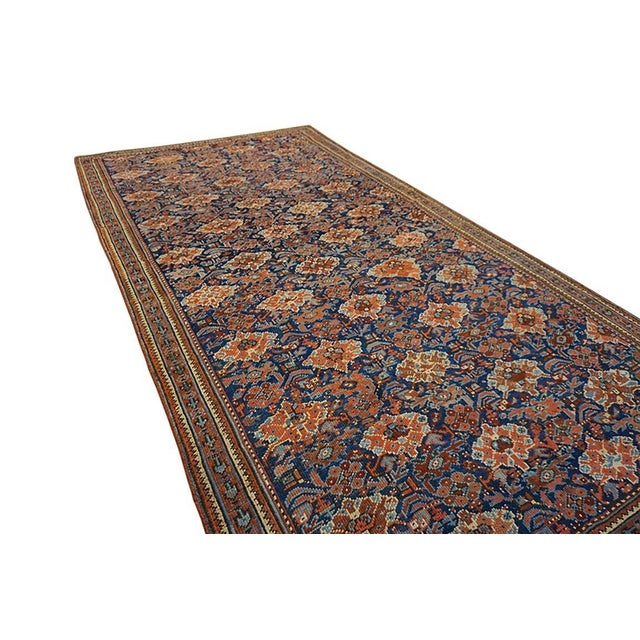 Blue Antique Tribal Geometric 19th Century Turkish Oushak Smyrna Carpet Rug For Sale - Image 10 of 12