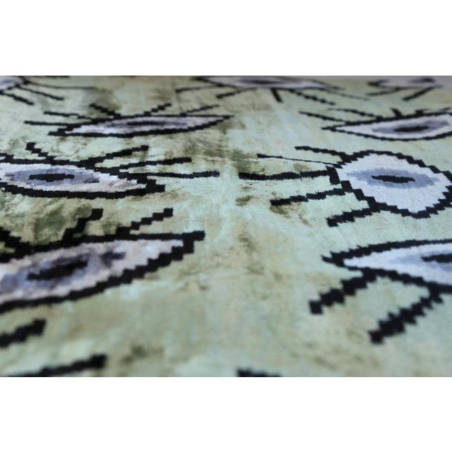 Textile Handmade Evil Eye Silk Velvet Pillow – 16x16 Green & Black Cushion For Sale - Image 7 of 8