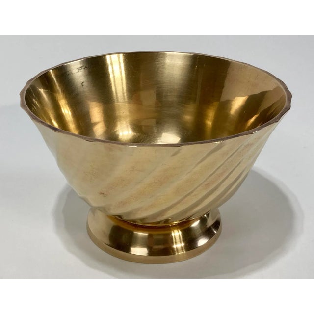 Vintage Solid Brass Footed Bowl For Sale - Image 4 of 7