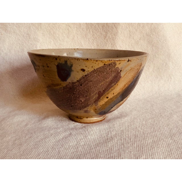 Copper Hand-Painted Stoneware Bowl With Copper Glaze For Sale - Image 8 of 12
