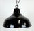 1960s Industrial Black Enamel Factory Pendant Lamp with Iron Top, 1960s For Sale - Image 5 of 16
