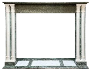 Antique French Fireplace Mantel in Verdi Antico and Statuary Marble, 1830