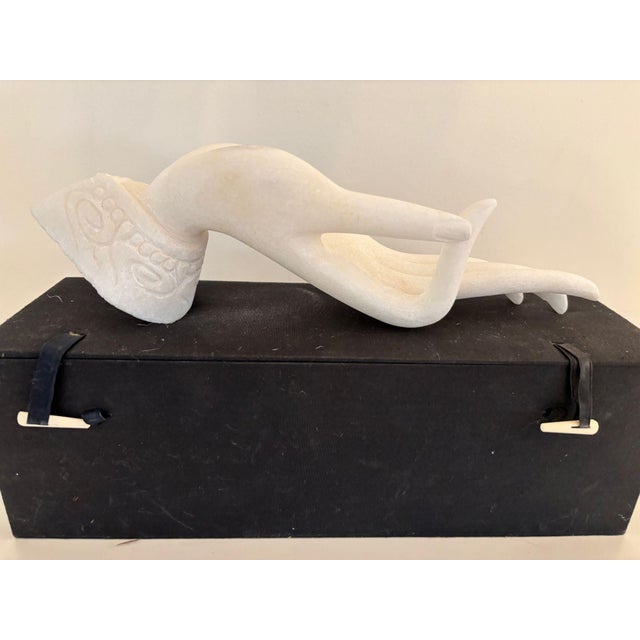 Vintage Alabaster Gyan Mudra Buddha Meditation Hand Sculpture in Box For Sale In Palm Springs - Image 6 of 14