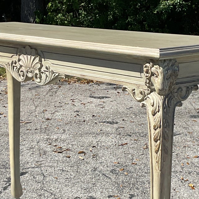 Late 20th Century Vintage Regency Carved Rams Head Console Table For Sale - Image 5 of 7