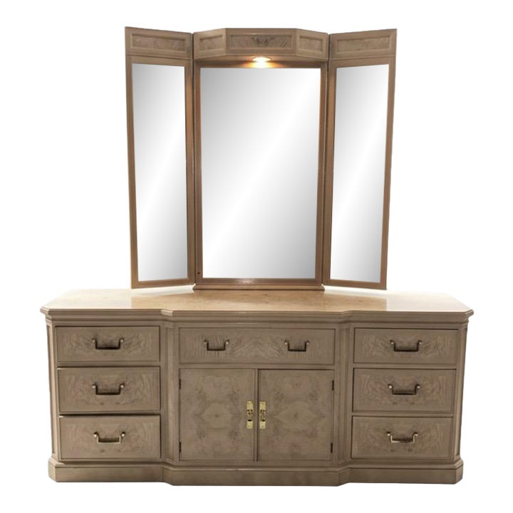 Vintage Drexel Heritage Corinthian Triple Dresser & Mirror Set