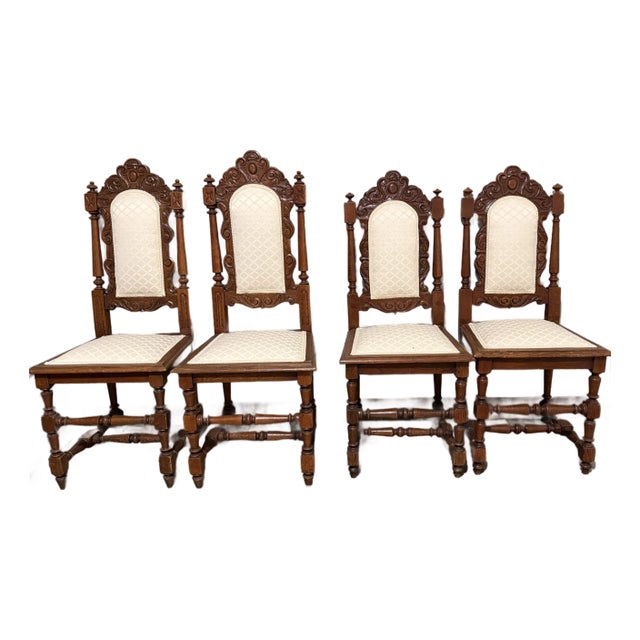 Reduced! 4 Antique French/Renaissance Style Dining Chairs For Sale