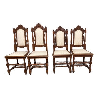 Reduced Again! Moving- Must Sell! 4 Antique French/Renaissance Style Dining Chairs For Sale