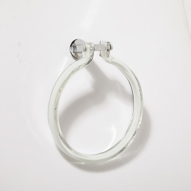 Venini Mid-Century Hand-Blown White Glass Towel Holder W/ Chrome Fittings by Venini For Sale - Image 4 of 10