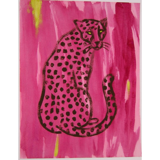 Pop Art Leopard Olive Green Brown Original Abstract Expressionist Painting by Cleo Plowden For Sale - Image 3 of 4