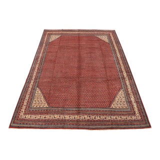 Mir Rug 10’3” X 13’2” Red Wool Vintage Tribal Hand-Knotted Oriental Carpet For Sale