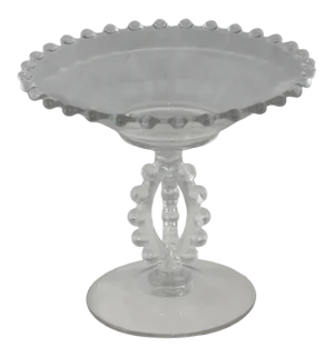 1930s Imperial Glass Candlewick Pattern Clear Crystal Tri Stem Compote Serving Dish