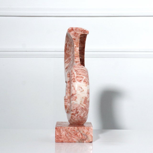 1980s Modern Free Form Abstract Pink Marble Sculpture For Sale - Image 4 of 10