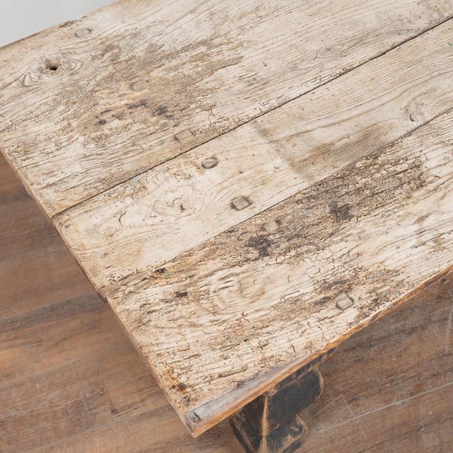 Baroque Late 18th Century Danish Baroque Oak Console Table With Black Painted Base For Sale - Image 3 of 15