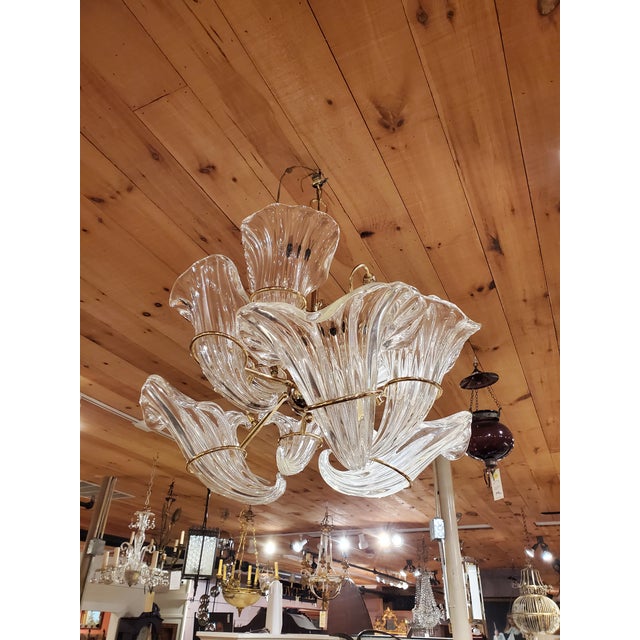 Transparent Mid Century Modern Murano Style Cornucopia Chandelier For Sale - Image 8 of 8