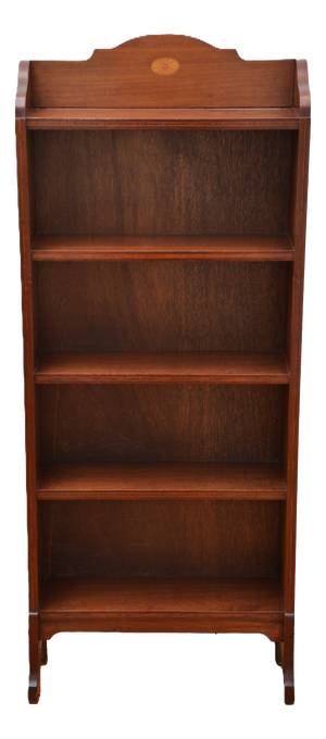 Slim Mahogany and Inlaid Open Bookcase, 1900s