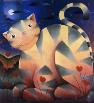 Mackenzie Thorpe "Love Cat" Hand Signed Numbered Serigraph Art Print on Paper