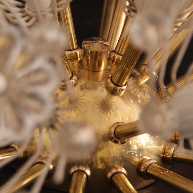 Rupert Nikoll Large Mid-Century Modern Snowball Ceiling Lamp in Glass and Brass by Emil Stejnar for Rupert Nikoll, 1950s For Sale - Image 4 of 18