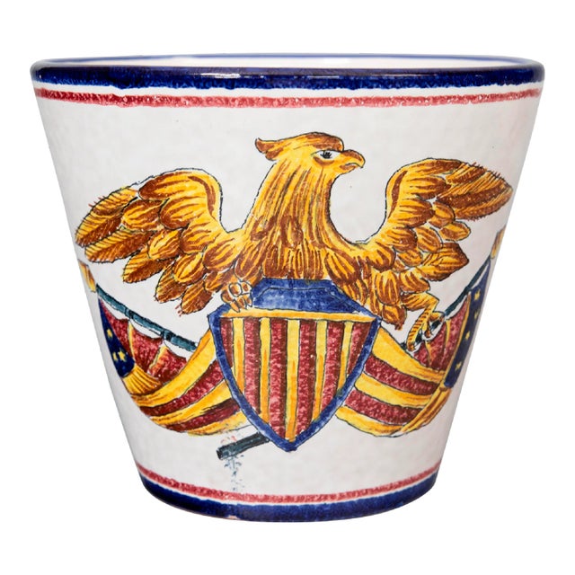Vintage Italian Federal Style Eagle Ceramic Planter Cachepot For Sale