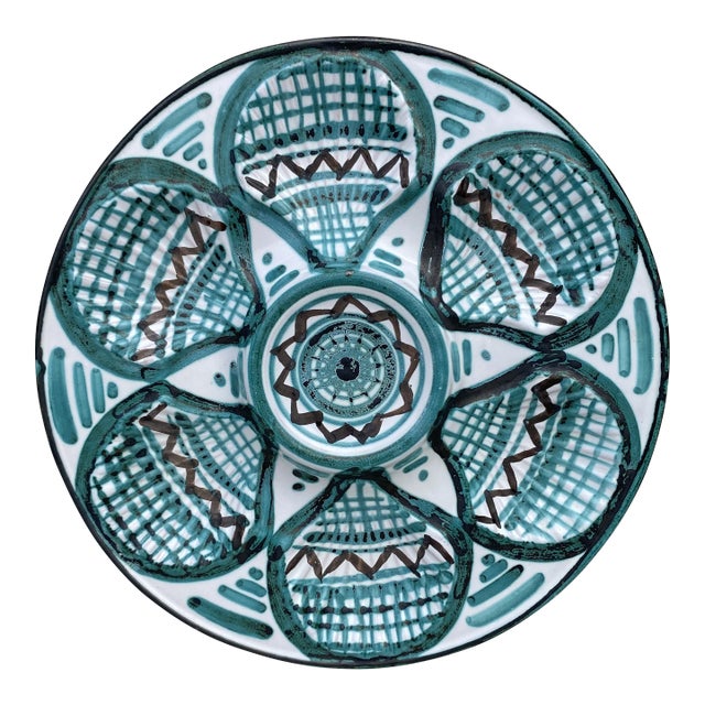 Mid-Century Rare Ceramic Oyster Plate Robert Picault Vallauris For Sale