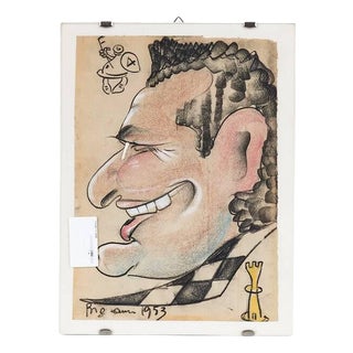 Bignami, Caricature Portrait, 1950s, Drawing on Paper For Sale