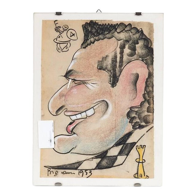 Bignami, Caricature Portrait, 1950s, Drawing on Paper For Sale