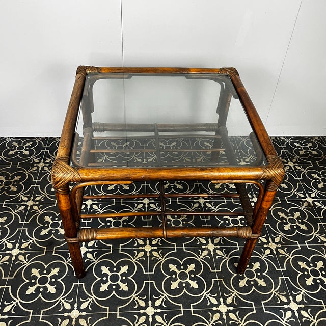 Brown Mid-Century Bamboo Coffee Table For Sale - Image 8 of 14
