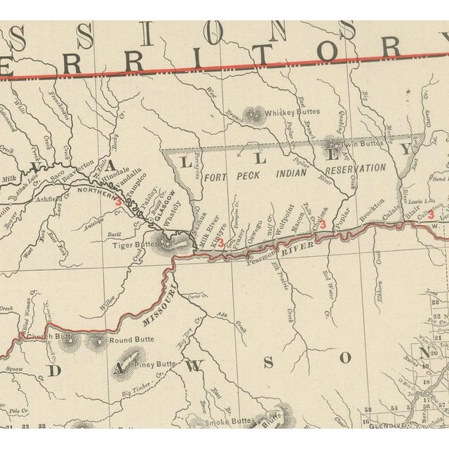 19th Century Antique Map of Montana The Treasure State by Ran McNally, 1899 For Sale - Image 5 of 12