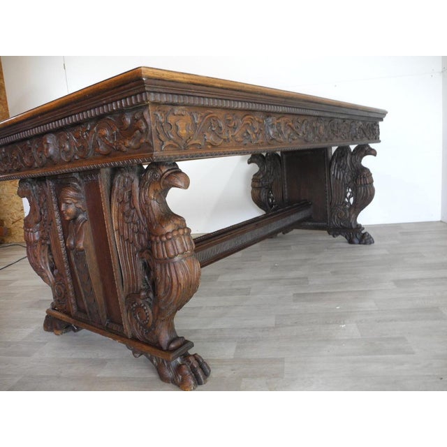 Vintage Art Deco Eagle Ornate Desk, 1920s For Sale - Image 11 of 18