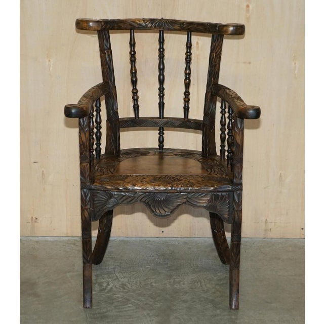 Stunning and exceptionally rare original Liberty’s London Japanese 1905 Qing Dynasty armchair. The piece is in very good...