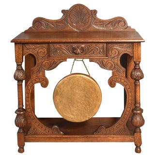 Carved Oak Hall Table, 1890s For Sale