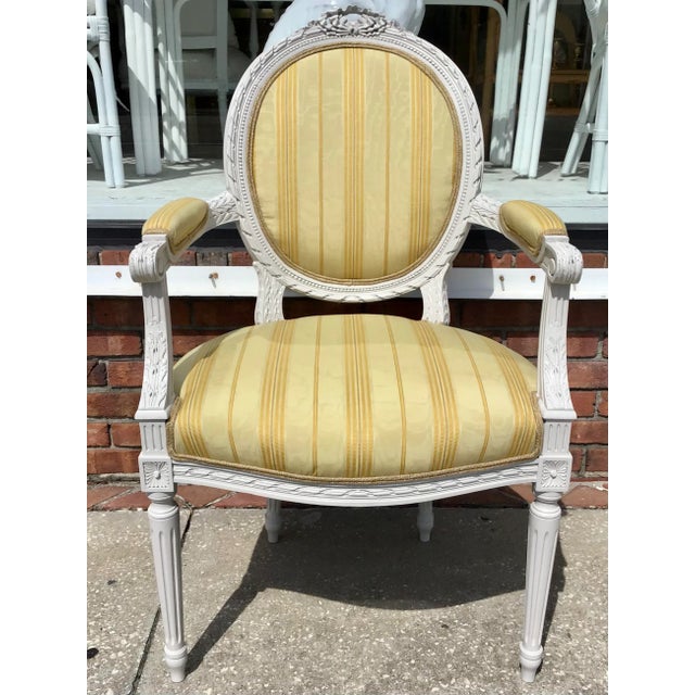 Classic French Louis XVI Fauteuil Arm Chair For Sale - Image 10 of 10