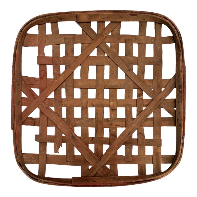 Kentucky Burley Tobacco Basket With Original Red Rim, Horse Cave, C. 1880-1910 For Sale