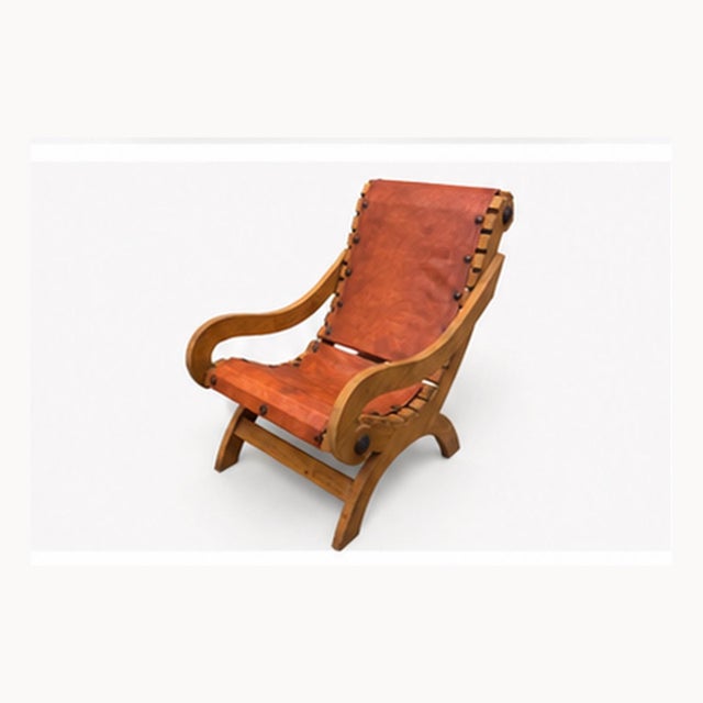Late 20th Century Vintage Pine & Leather Butaque Lounge Chairs in the Style of Clara Porset - William Spratling For Sale - Image 5 of 9