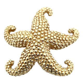 18k Yellow Gold Big Starfish Pin For Sale