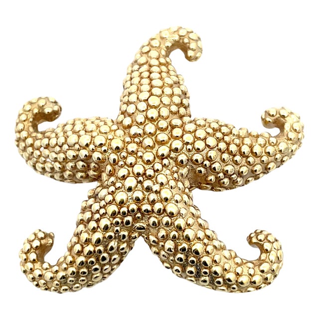 18k Yellow Gold Big Starfish Pin For Sale
