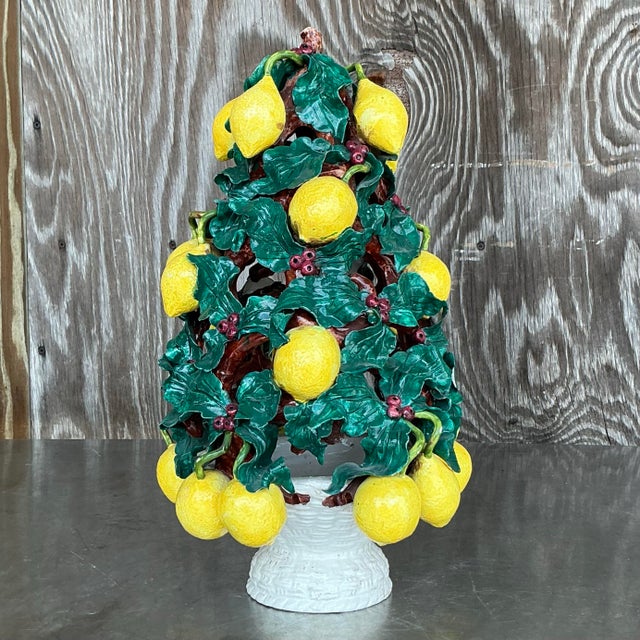 Vintage Italian Glazed Ceramic Lemon Topiary For Sale In West Palm - Image 6 of 10