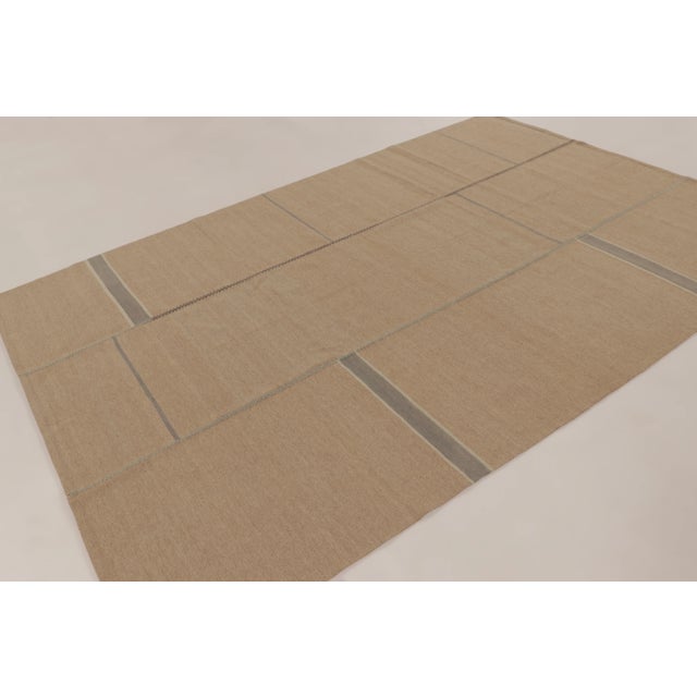 Traditional Rug & Kilim’s Contemporary Kilim With Rectangular Designs in Beige & Blue For Sale - Image 3 of 10